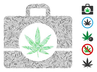 Esrar vakası ikonuna dayanan Dash Mozaik. Mozaik vektör esrar vakası rastgele tire elementleriyle oluşturulmuştur. İkramiye simgeleri eklendi.