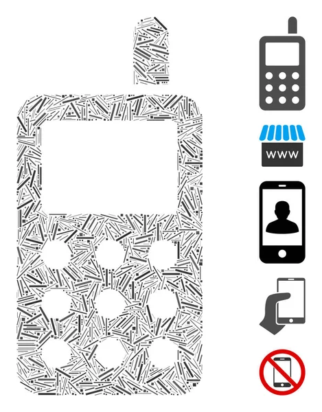 Dash Mosaic Oparty Ikonie Telefonu Komórkowego Komórka Wektorowa Mozaiki Jest — Wektor stockowy