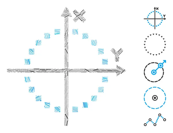 Dash Mozaic Bazat Pictograma Complot Cerc Terenul Cercului Vectorial Mozaic — Vector de stoc