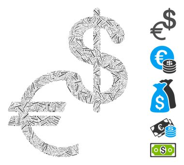 Para birimi simgesine dayalı bir çizgi mozaiği. Mozaik vektör para birimi rastgele çizgi noktaları ile oluşturulur. İkramiye simgeleri eklendi.