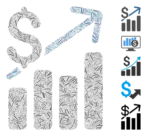 Hatch Mosaic Basis Van Financiële Kaart Pictogram Mozaïek Vector Financiële — Stockvector