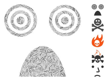 Hatch Mozaik, korku tebessümü ikonuna dayanıyor. Mozaik vektör korku gülümsemesi rastgele kapak noktaları ile tasarlanmıştır. İkramiye simgeleri eklendi.