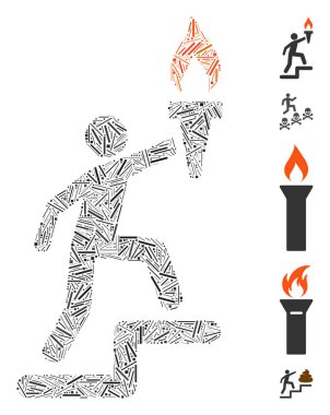 Dash Mozaik 'in temelinde meşale ikonuyla tırmanmak var. Mozaik vektör lideri meşale ile tırmanmak dağınık çizgi elementleri ile oluşturulur. İkramiye simgeleri eklendi.