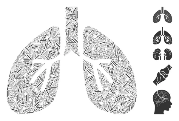 Linia Mozaika Oparta Ikonie Płuc Płuca Wektorowe Mozaiki Zaprojektowane Rozproszonymi — Wektor stockowy
