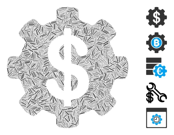 Hatch Mosaic Baseado Ícone Engrenagem Opções Pagamento Mosaico Opções Pagamento —  Vetores de Stock