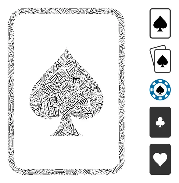 Hatch Mosaic Based Spades Gambling Card Icon Mosaic Vector Spades — Stock Vector