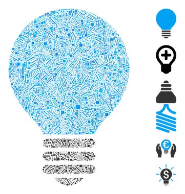 Ampul simgesine dayanan bir çizgi mozaiği. Mozaik vektör ampulü rastgele çizgi noktalarıyla oluşturulur. İkramiye simgeleri eklendi.