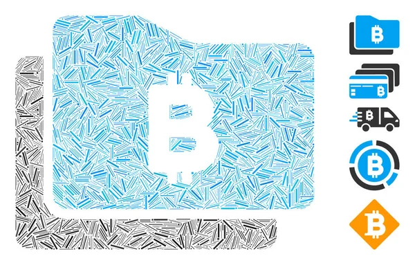 Linea Mosaico Basato Sull Icona Della Borsa Bitcoin Mosaico Vettore — Vettoriale Stock