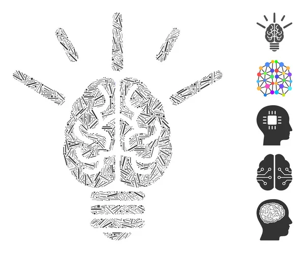 Hatch Mosaic Basis Van Hersenen Idee Bol Pictogram Mozaïek Vector — Stockvector