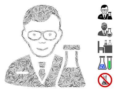 Mozaik kapağı, kimyager simgesine dayanır. Mozaik vektör kimyager dağınık kapak noktaları ile oluşturulur. İkramiye simgeleri eklendi.