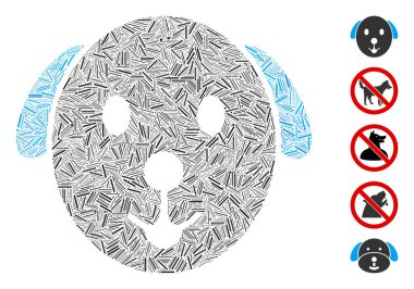 Hatch Mozaik köpek ikonuna dayanıyor. Mozaik vektör köpek dağınık ambar parçalarından oluşur. İkramiye simgeleri eklendi.