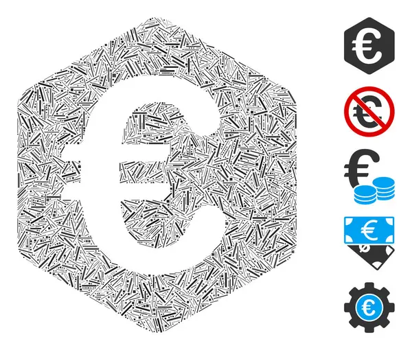 Collage Hatch Basé Sur Icône Finance Euro Mosaic Vecteur Euro — Image vectorielle