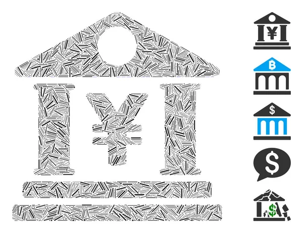 Dash Mosaic Βάση Yen Τράπεζα Κτίριο Εικονίδιο Ψηφιδωτό Διάνυσμα Yen — Διανυσματικό Αρχείο