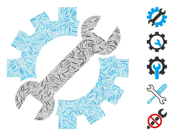 Colagem Linha Com Base Ícone Ferramentas Mecânicas Ferramentas Mecânicas Vetor — Vetor de Stock