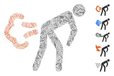 Osuruk ikonuna dayalı Dash Mozaik. Mozaik vektör osuruğu rastgele çizgi noktalarıyla yaratılır. İkramiye simgeleri eklendi.