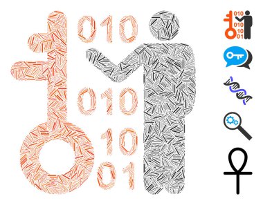 Mozaik 'i şifre çözme simgesine göre ayarla. Mozaik vektör deşifre anahtarı rastgele kapak elemanları ile oluşturulur. İkramiye simgeleri eklendi.