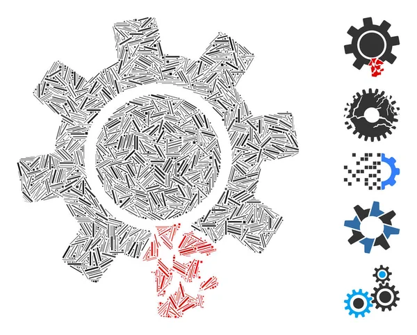 Тире Основе Поврежденной Иконки Зубчатой Шестерни Поврежденный Зуб Вектора Мозаики — стоковый вектор