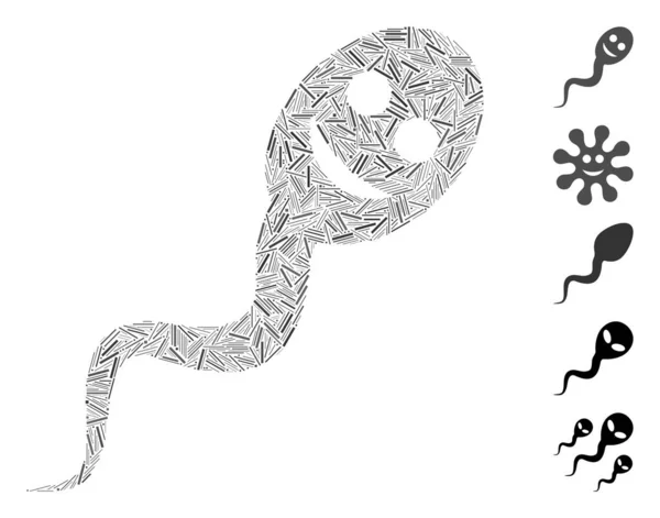 Тире Основе Счастливого Значка Сперматозоида Мозаичный Вектор Счастливый Сперматозоид Создается — стоковый вектор