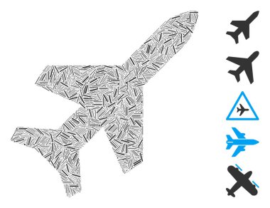 Dash Mozaik uçak simgesine dayanıyor. Mozaik vektör uçak rastgele kesiklerle oluşturulur. İkramiye simgeleri eklendi.