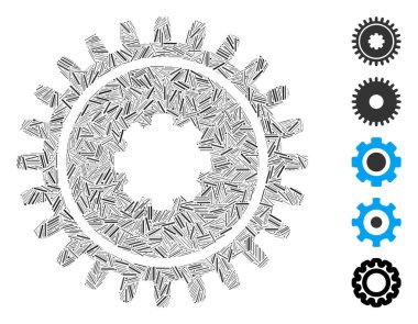Çarklı ikona dayalı Mozaik Kapağı. Mozaik vektör dişlisi rastgele kapak elementleriyle oluşturulur. İkramiye simgeleri eklendi.
