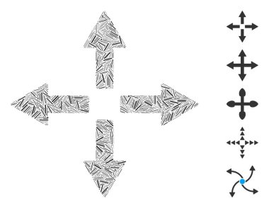 Dash Mozaik, okları genişletme simgesine dayanıyor. Mozaik vektör yayılmış çizgi noktalarıyla genişliyor. İkramiye simgeleri eklendi.