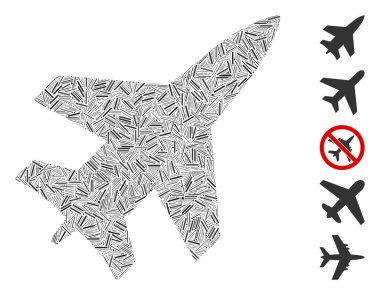 Jet savaş ikonuna dayanan Mozaik hattı. Mozaik vektör jet uçağı rastgele hat ögeleriyle yaratılır. İkramiye simgeleri eklendi.