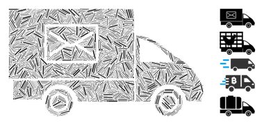 Posta arabası simgesine dayalı Hatch Mozaik. Mozaik taşıyıcı posta arabası rastgele kapak noktaları ile oluşturulur. İkramiye simgeleri eklendi.