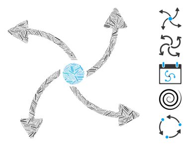 Mozaik çizgisi girdap yönü simgesine dayanıyor. Girdap yönündeki mozaik vektör rastgele çizgi noktaları ile oluşturulur. İkramiye simgeleri eklendi.