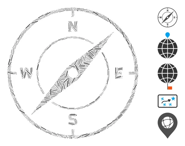 Line Mosaic Baseado Ícone Bússola Mosaico Bússola Vetorial Criado Com —  Vetores de Stock