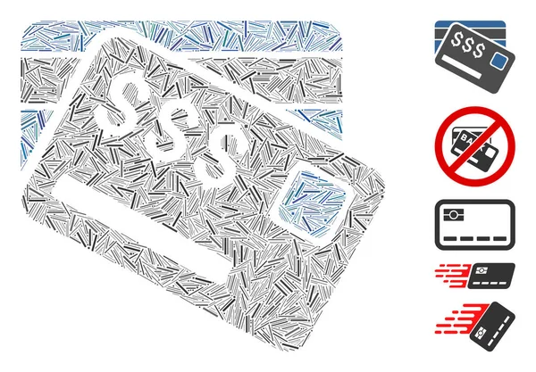 Hatch Mosaic Basiert Auf Einem Kreditkartensymbol Mosaik Vektor Kreditkarten Sind — Stockvektor