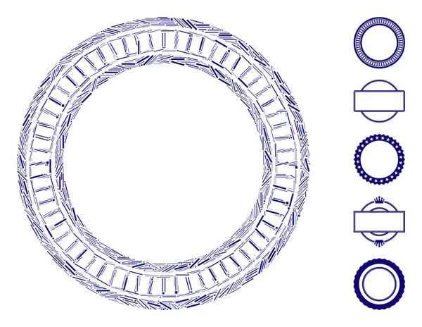 Μωσαϊκό Hatch Βασισμένο Εικόνα Διπλού Κύκλου Ψηφιδωτό Διανυσματικό Διπλό Πλαίσιο — Διανυσματικό Αρχείο