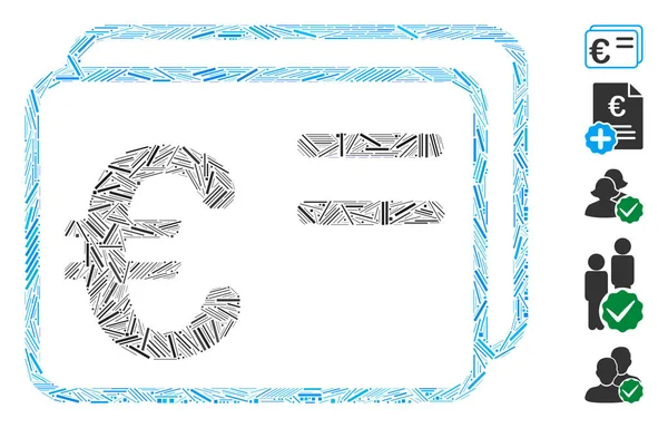 Dash Mosaic Basé Sur Icône Des Cartes Compte Euro Mosaïque — Image vectorielle