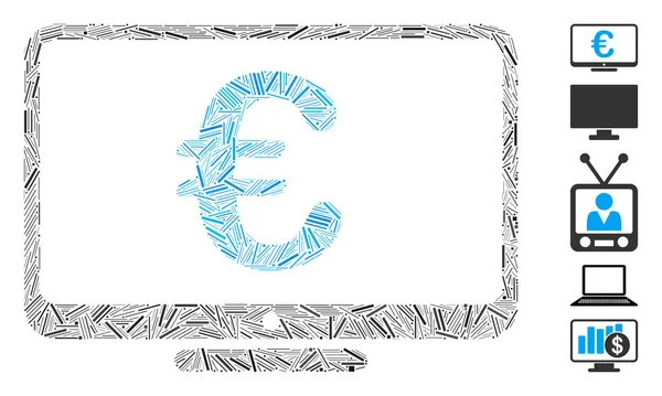 Dash Mosaic Alapján Euro Monitor Ikon Mozaik Vektor Euro Monitort — Stock Vector