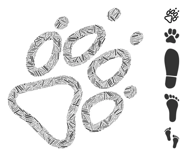Dash Collage Based Footprint Icon Мозаичный Векторный След Создается Помощью — стоковый вектор