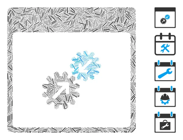 Dash Mosaic Βάση Γρανάζια Ενσωμάτωση Εικονίδιο Ημερολογίου Σελίδα Ψηφιδωτά Διανυσματικά — Διανυσματικό Αρχείο