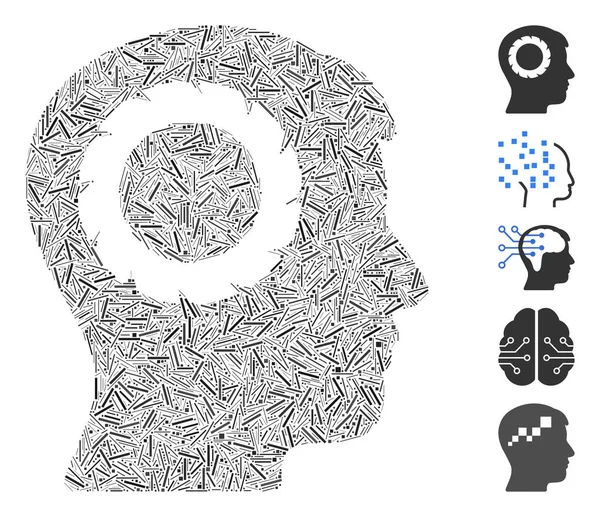 Line Mosaic Baseado Ícone Roda Memória Humana Mosaico Roda Memória —  Vetores de Stock