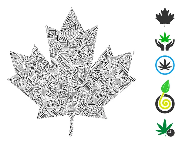 Dash Mosaic Based Maple Leaf Icon Mosaic Vector Maple Leaf — Stock Vector