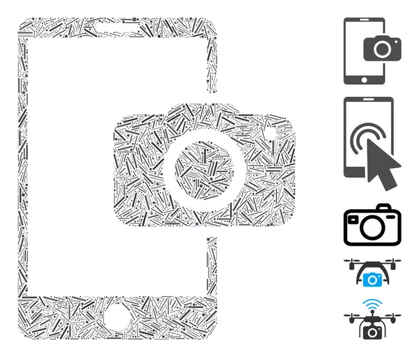 Hatch Mosaic Заснована Іконі Мобільних Камер Мозаїчна Векторна Мобільна Камера — стоковий вектор