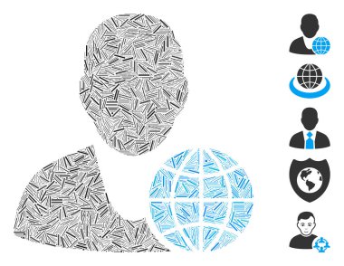 Küresel yönetici simgesine dayalı Hatch Mozaik. Mozaik vektör küresel yönetici dağınık kapak noktaları ile tasarlanmıştır. İkramiye simgeleri eklendi.