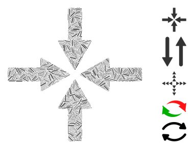 Mozaik 'i ok çarpıştırma simgesine göre ayarla. Mozaik vektör çarpıştırma okları dağınık kapak noktaları ile oluşur. İkramiye simgeleri eklendi.
