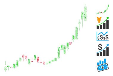 Çizgi Mozaiği, şamdan grafik büyüme ivmesi ikonuna dayanıyor. Mozaik vektör şamdan çizelgesi büyüme ivmesi rastgele satır ögeleri ile oluşturulur. İkramiye simgeleri eklendi.