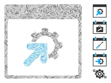 Çizgi Mozaiği takvim takvimi simgesi tabanlı. Mozaik vektör entegrasyon takvimi sayfası rastgele çizgi elemanları ile tasarlanmıştır. İkramiye simgeleri eklendi.