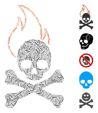 Hatch Mozaik ölüm ateşi ikonuna dayanıyor. Mozaik vektör ölüm ateşi rastgele kapak noktaları ile oluşur. İkramiye simgeleri eklendi.