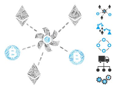 Mozaik 'i kripto para karıştırıcı rotor simgesine göre ayarla. Mozaik vektör şifreleme karıştırıcı rotoru dağınık kapak noktaları ile oluşturulur. İkramiye simgeleri eklendi.