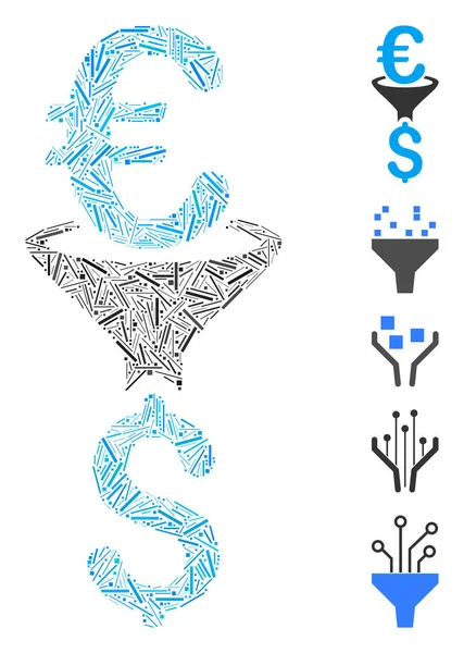 Ligne Mosaïque Basée Sur Euro Dollar Icône Filtre Conversion Mosaïque — Image vectorielle