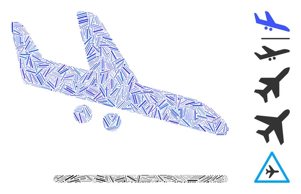 Line Mosaic Basado Icono Aterrizaje Del Avión Mosaico Vector Avión — Archivo Imágenes Vectoriales