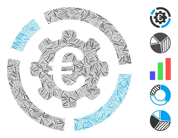 Hatch Mosaic Based Euro Diagram Configuration Icon Mosaic Vector Euro — Stock Vector