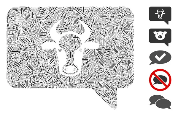 Traço Mosaico Com Base Ícone Mensagem Vaca Mosaico Mensagem Vaca —  Vetores de Stock