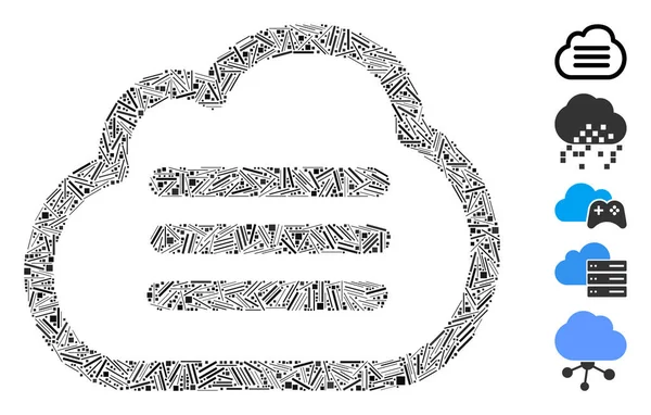 Linea Mosaico Basato Sull Icona Del File Cloud File Cloud — Vettoriale Stock
