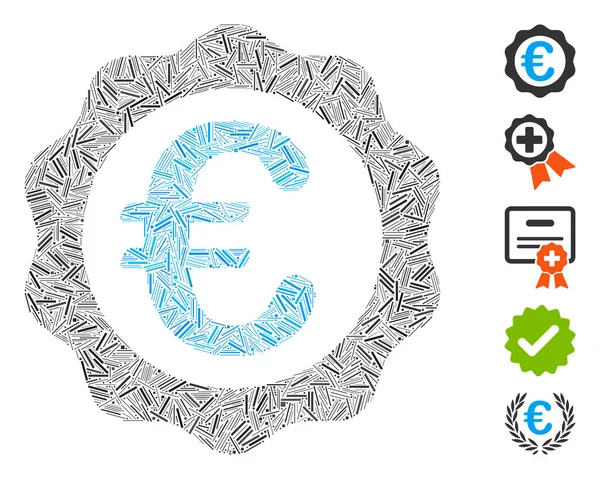 Dash Mosaic Based Euro Award Seal Icon Mosaic Vector Euro — Stock Vector